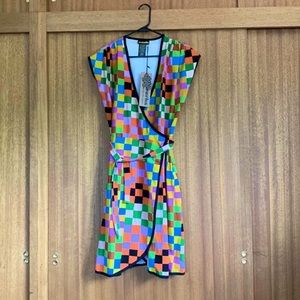 Brand NWT Nooworks Carnival Wrap Dress L